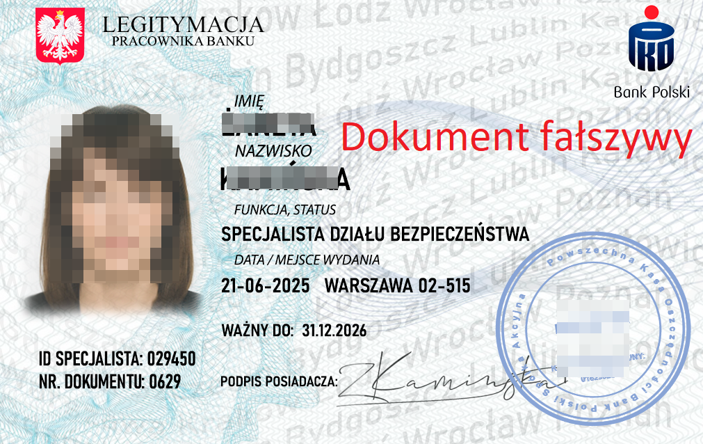 legitymacja bracownika banku