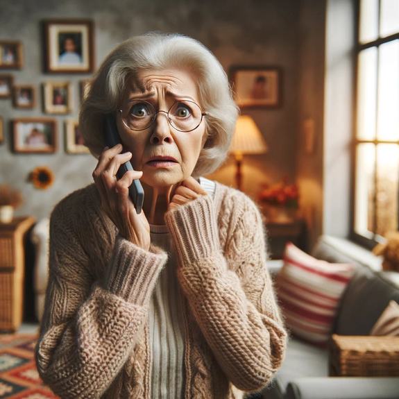 emerytka rozmawia przez telefon