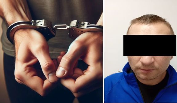 zatrzymany i kajdanki