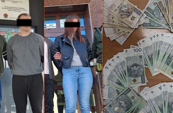 Zatrzymany kobieta i mężczyzna oraz zabezpieczone pieniądze.