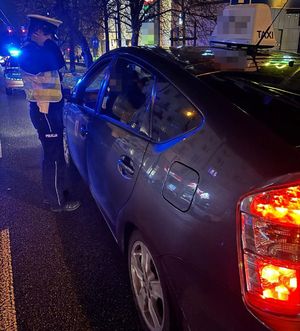 policjant podczas kontroli drogowej